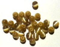 30 6mm Round Gold Fiber Optic Cats Eye Beads